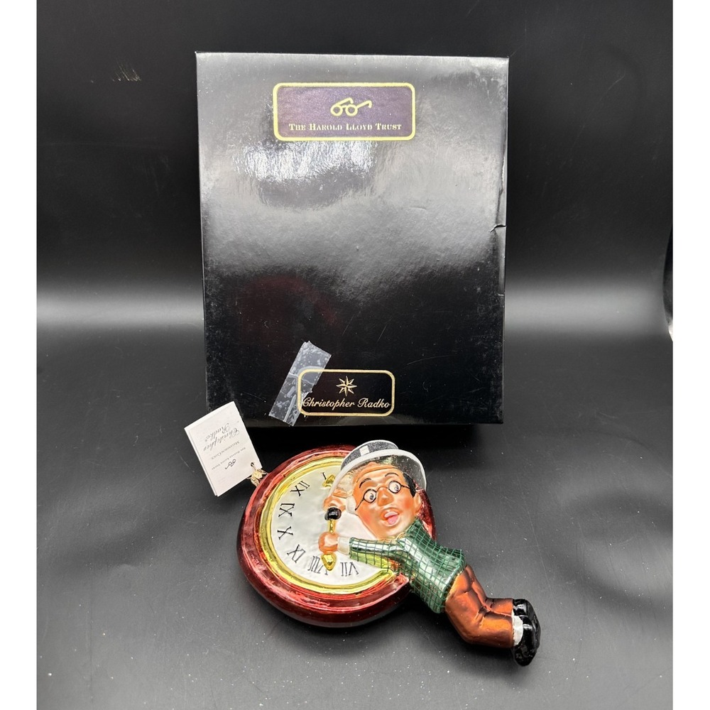 1999 CHRISTOPHER RADKO MILLENIUM HAROLD LLOYD CLOCK 8" ORNAMENT 99-LYD-01